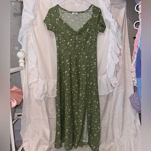 Floral Green Long Dress w/ Side Slit from Ardenes